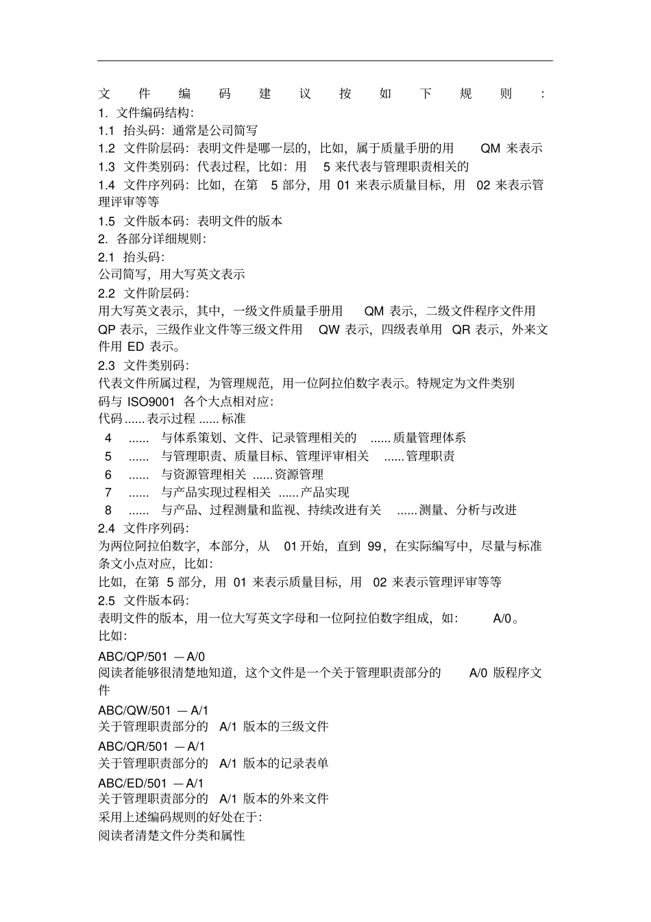 企业文件编码规则及部门代码_第1页