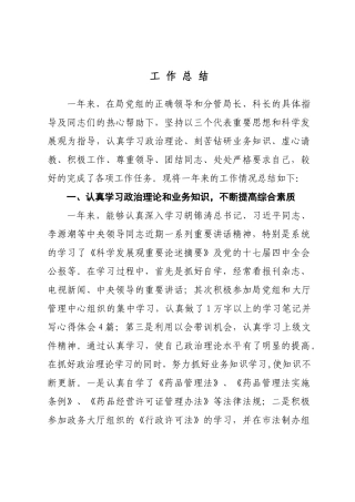 药监局个人工作总结定稿