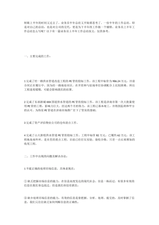 业务员半年总结1