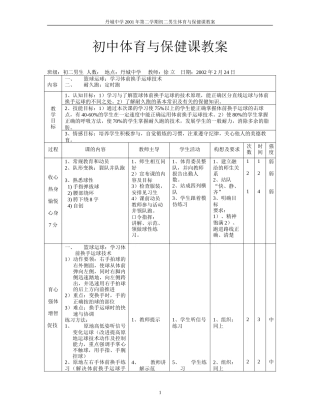 初中体育与保健课教案