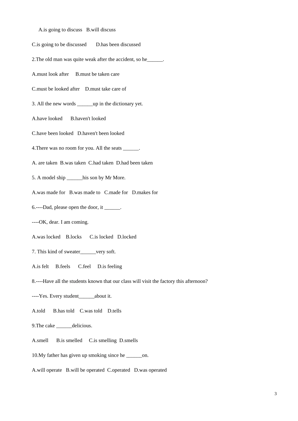 初中英语语法梳理和提高——动词的语态讲解试题_第3页