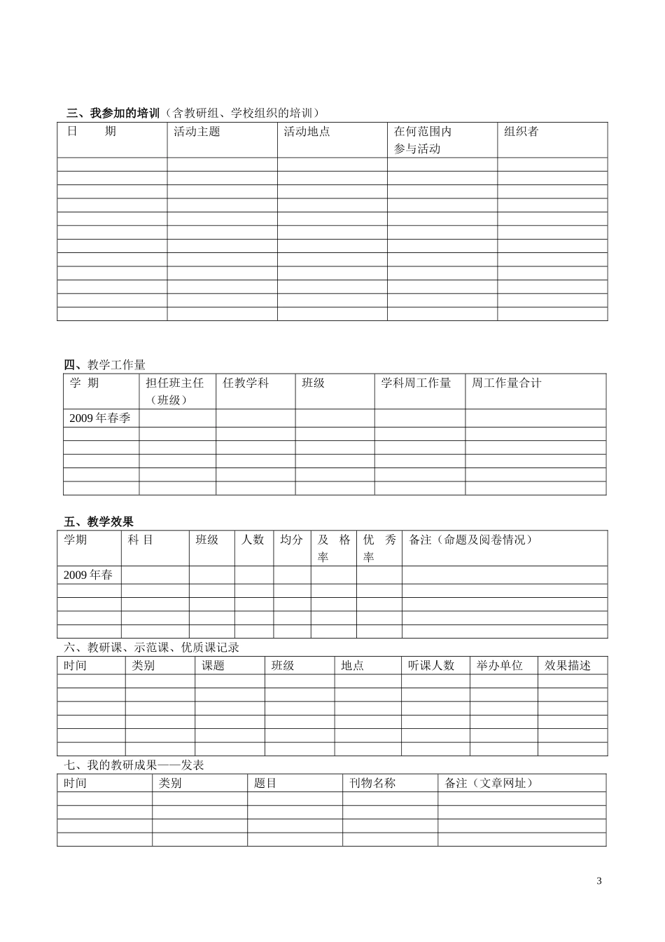 小学数学教师个人专业成长档案_第3页