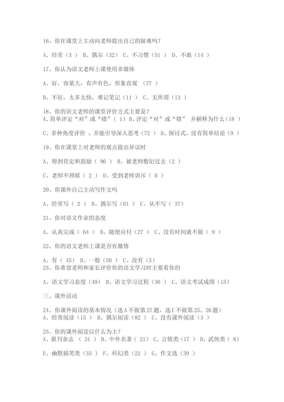 语文学习兴趣问卷调查表_第3页