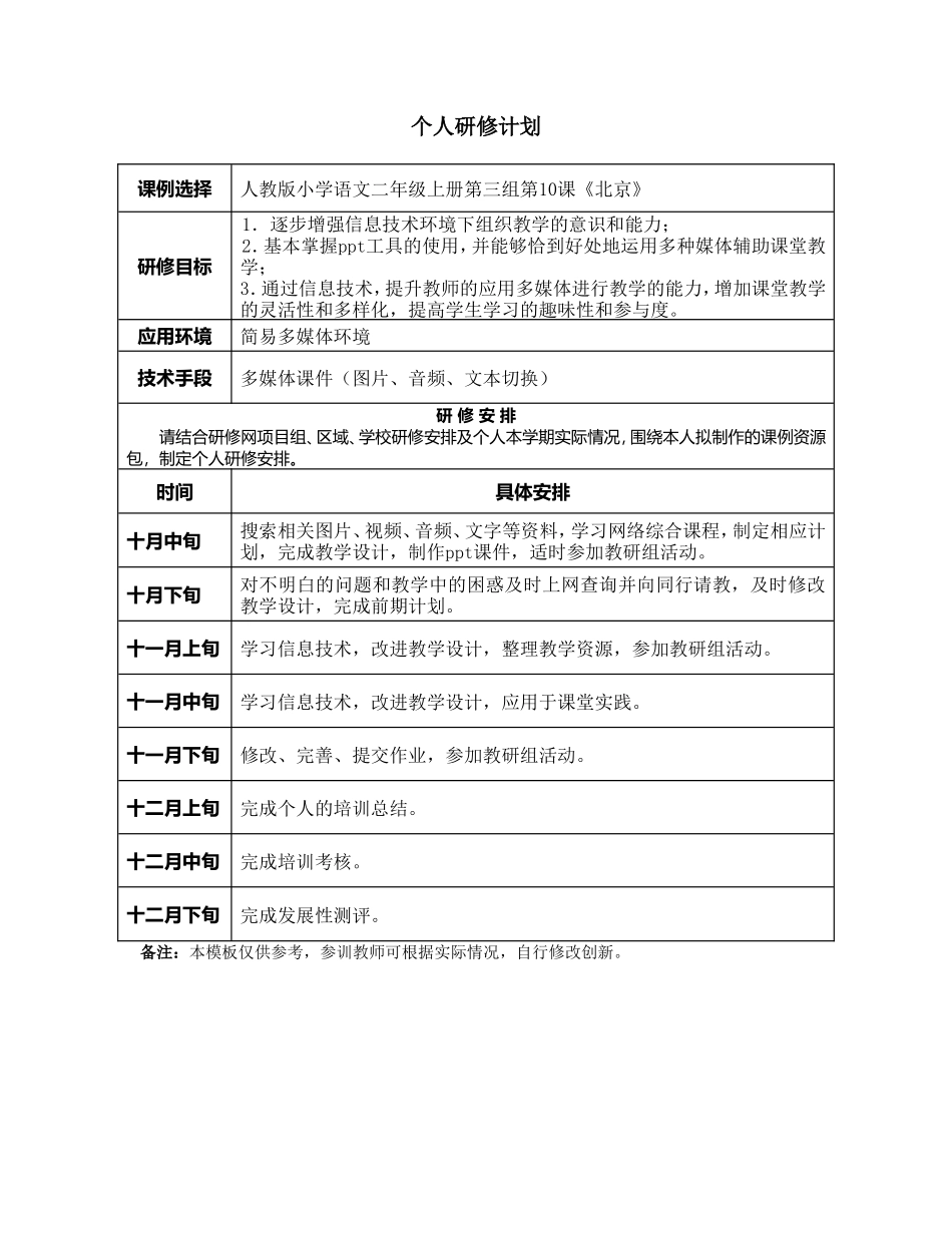 金海静个人研修计划_第1页