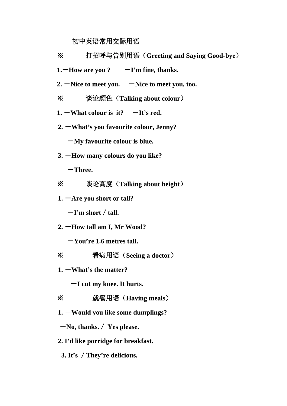 初中英语常用交际用语归纳_第1页
