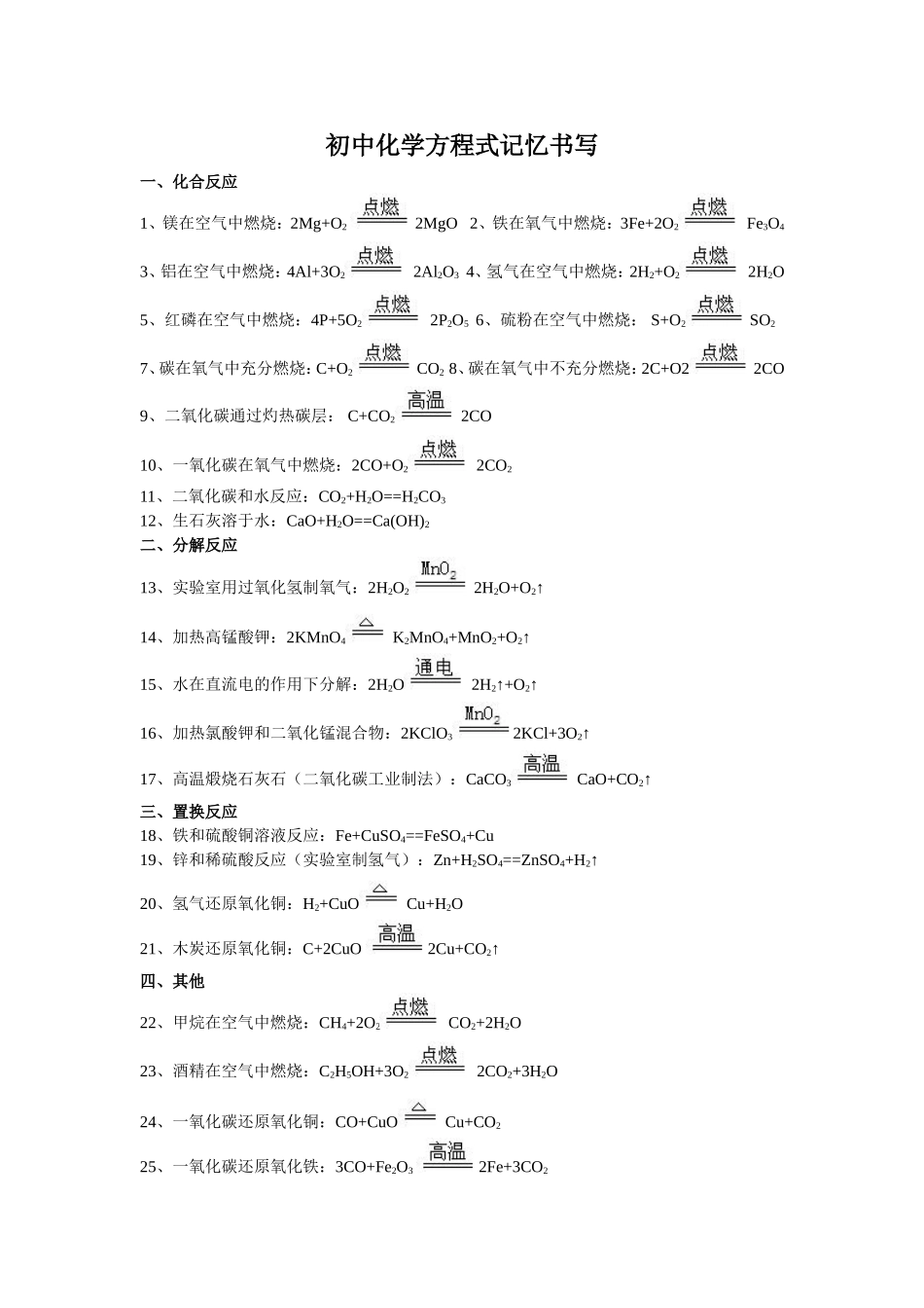 化学方程式大全_第1页