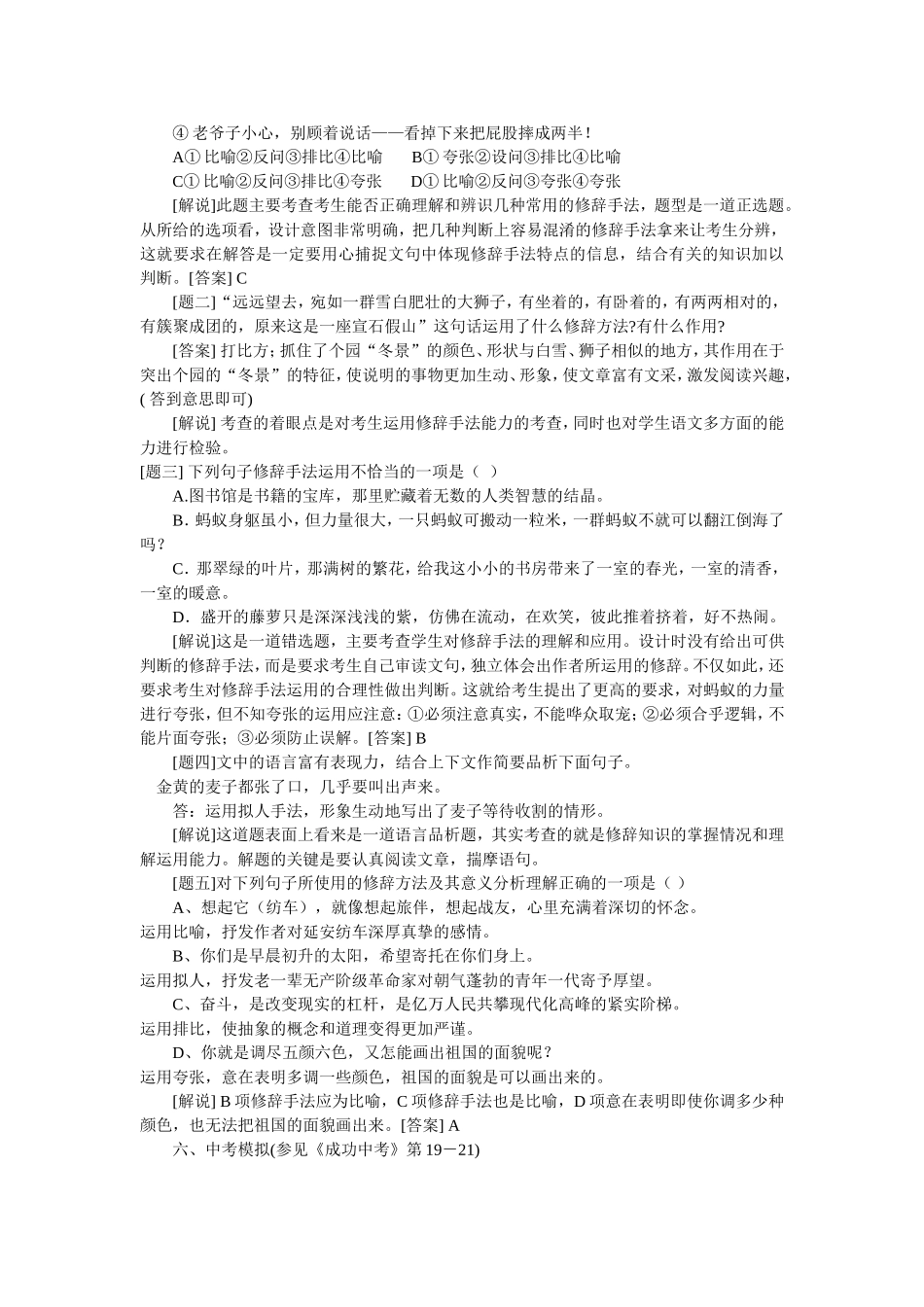 中考语文总复习-修辞_第3页