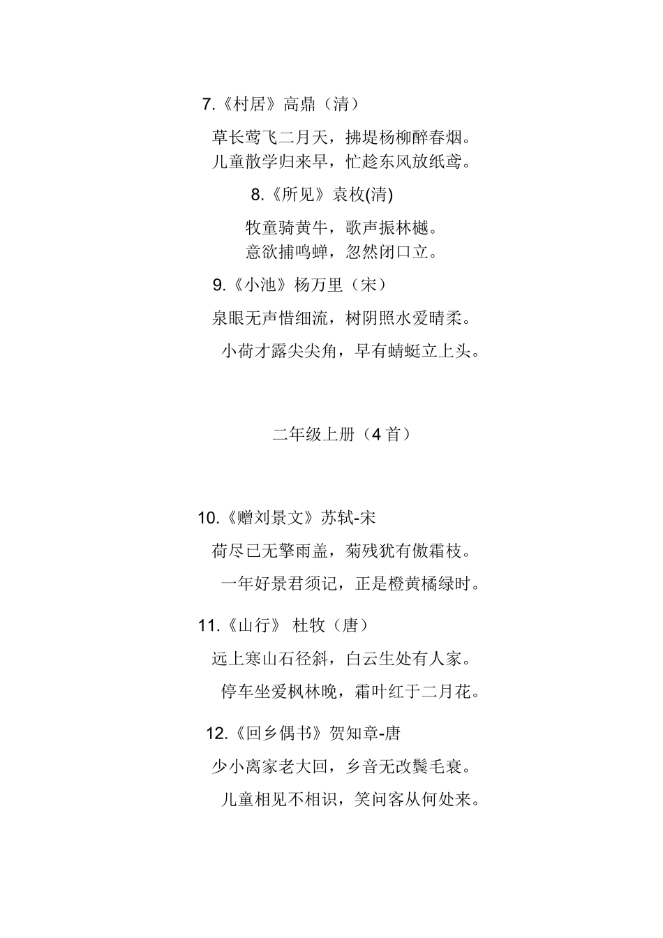 小学诗词集汇_第2页