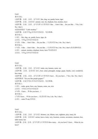 译林小学英语四上教学目标重难点