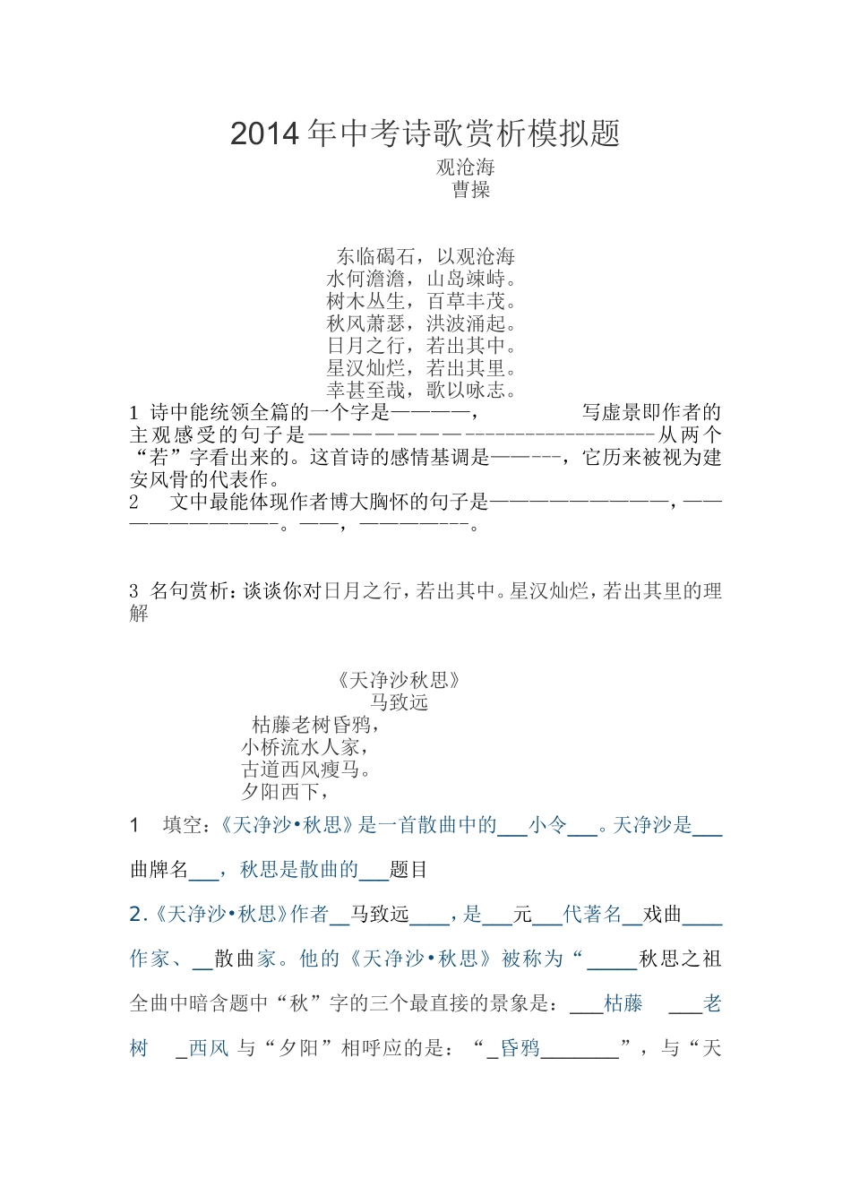 中考古诗赏析文档_第1页