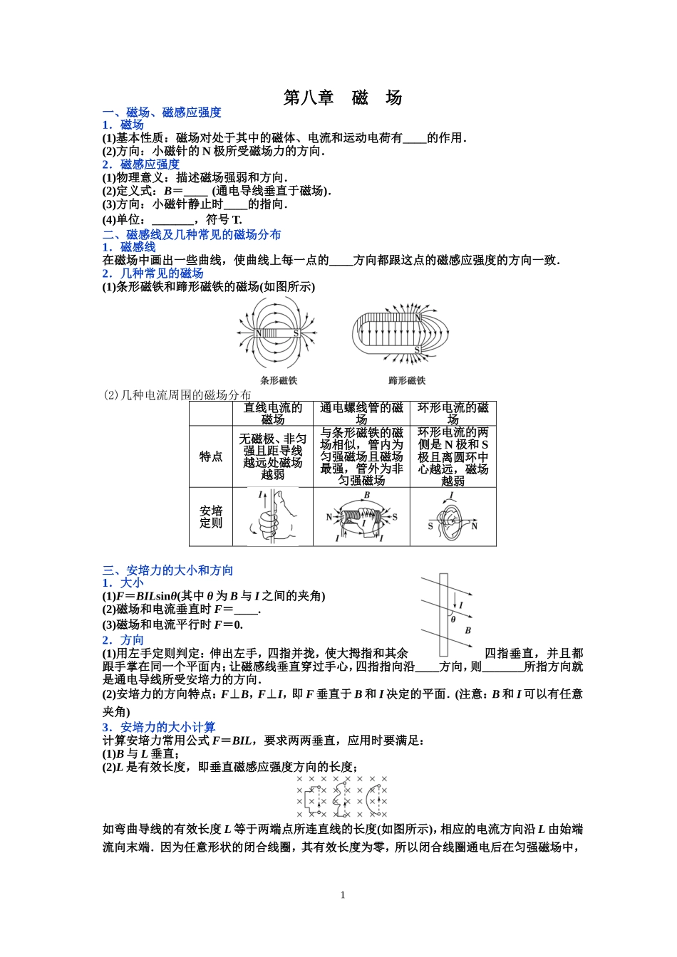高三复习讲义第八章磁场_第1页