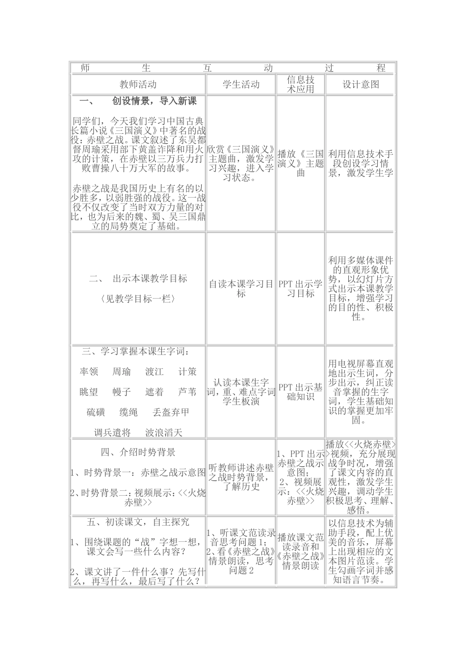 信息技术与语文整合课教学设计《赤壁之战》_第3页