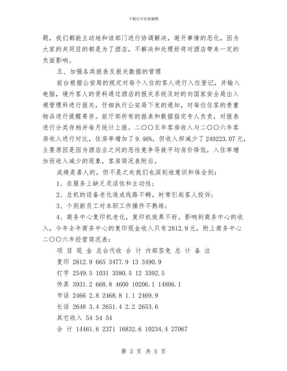 前台服务员工作总结范文与前台服务员年度工作总结前台服务员年度工作总结范文汇编_第3页