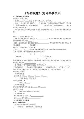 《溶解现象》复习课教学案
