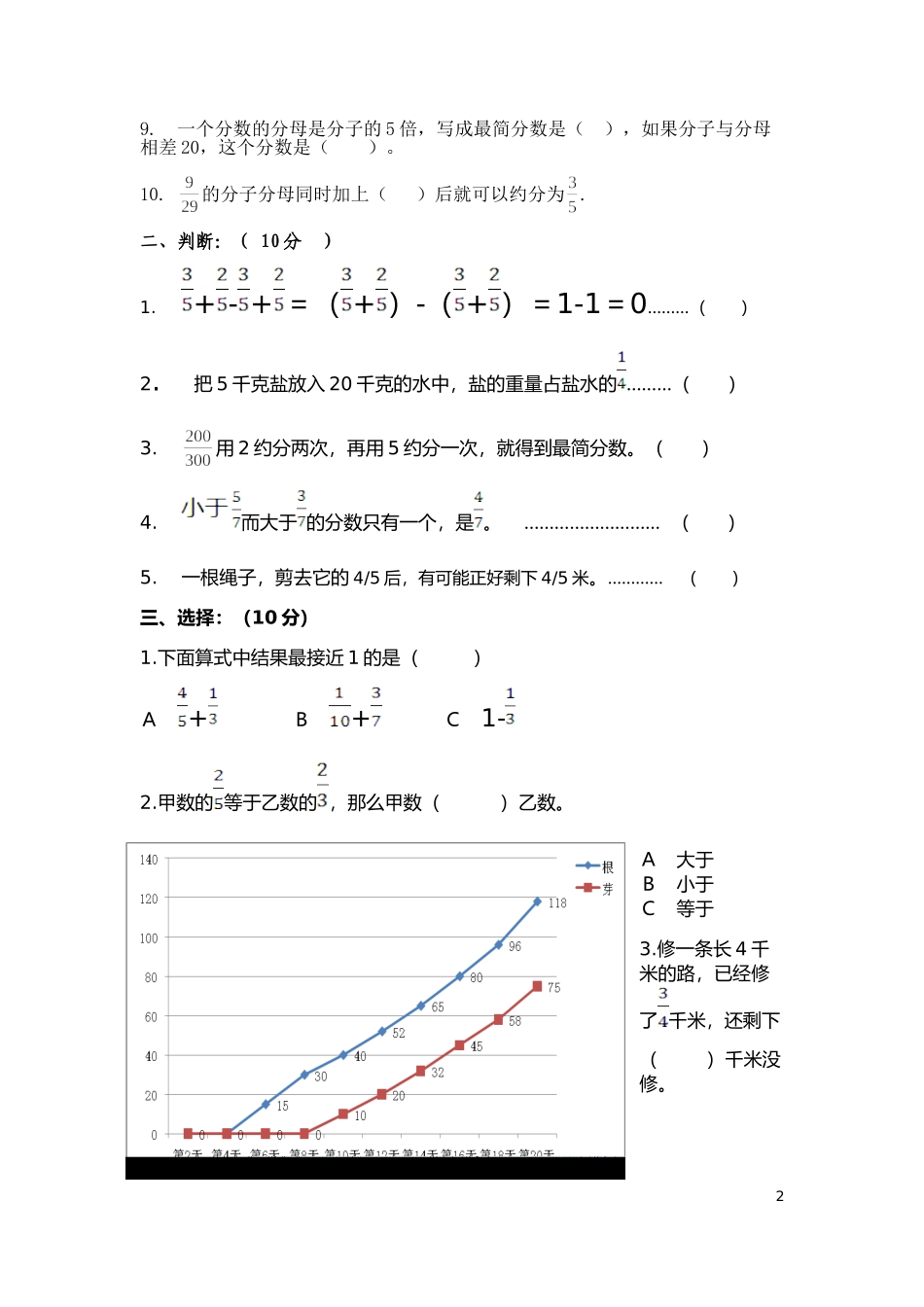 五年级下册数学第七八单元考试卷_第2页