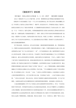 《骆驼祥子》读后感陈海燕