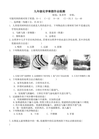 化学寒假作业检测