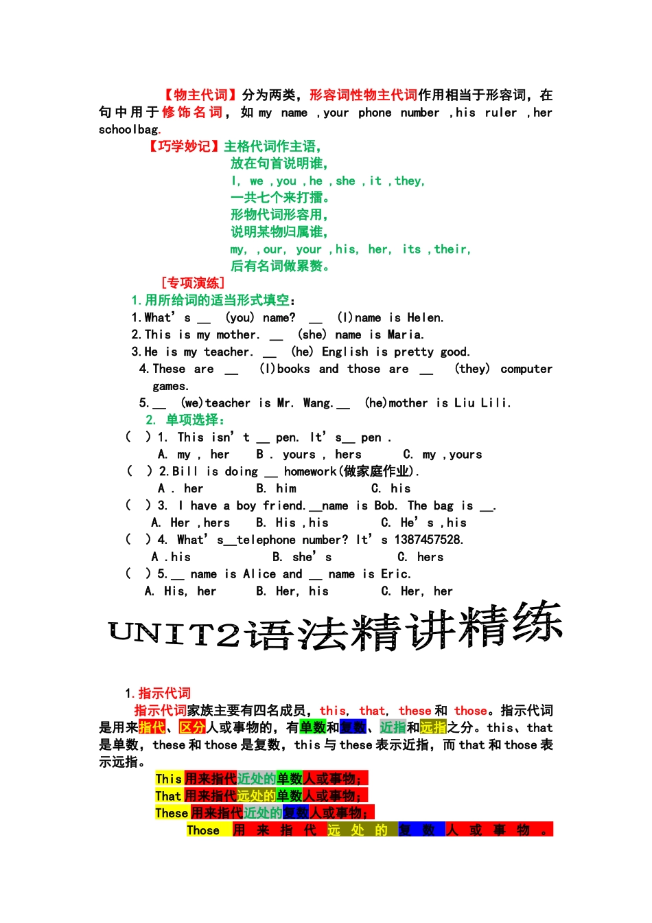 英语语法精讲精练与专项练习_第2页