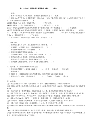 圆的周长和面积练习题一