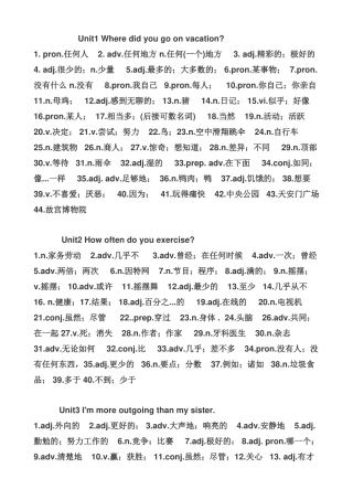 新人教版八年级上册英语单词表