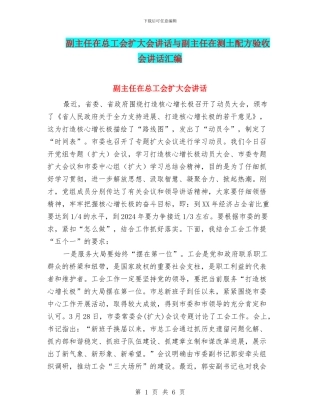 副主任在总工会扩大会讲话与副主任在测土配方验收会讲话汇编