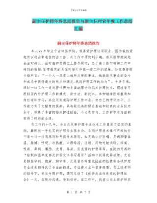 副主任护师年终总结报告与副主任村官年度工作总结汇编