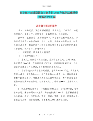 副乡级干部述职报告与副乡长2024年述职述廉报告汇编