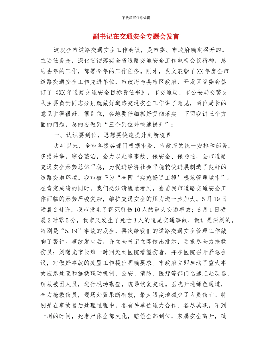 副书记在乡村主街道通车典礼发言与副书记在交通安全专题会发言汇编_第3页