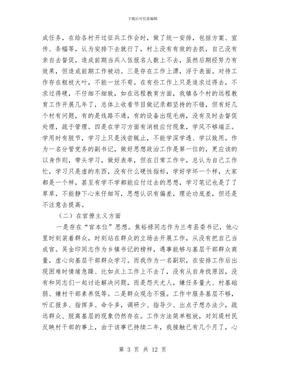副书记对照检查汇报材料与副书记挂职年终工作总结汇编.doc_第3页