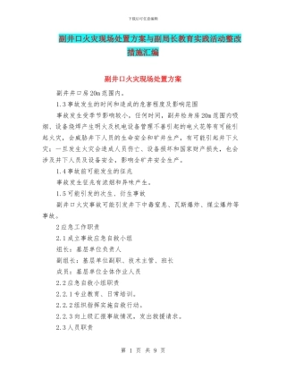 副井口火灾现场处置方案与副局长教育实践活动整改措施汇编