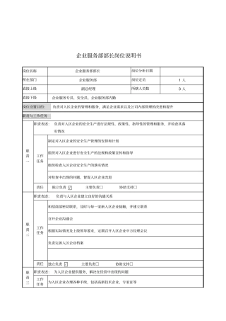 企业服务部部长岗位说明书