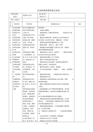 企业标准体系检查记录表标办