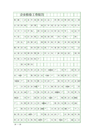 企业检验工作报告精品工作报告