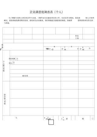 企业满意度调查表
