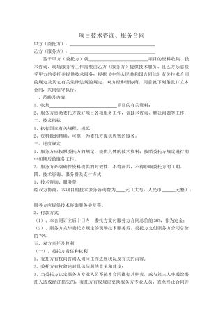 2025年项目技术咨询、服务合同