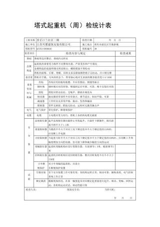 2025年塔式起重机周检查记录表