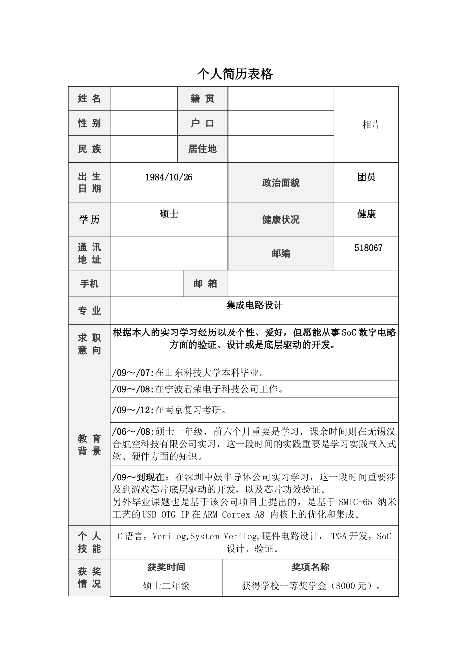 2025年精简实在简历模板_第1页