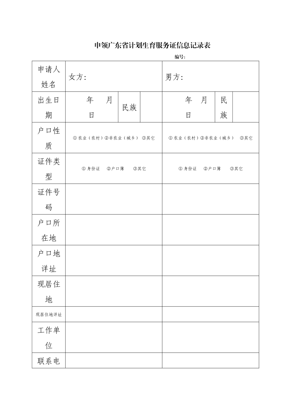 2025年广东省生育登记表_第2页