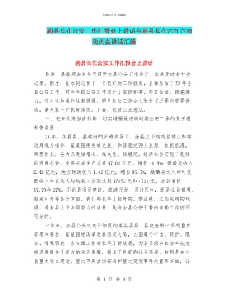 副县长在公安工作汇报会上讲话与副县长在六打六治动员会讲话汇编