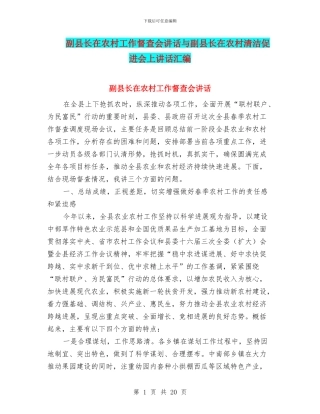 副县长在农村工作督查会讲话与副县长在农村清洁促进会上讲话汇编