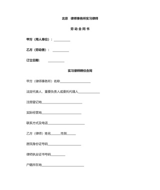 2025年实习律师聘用合同