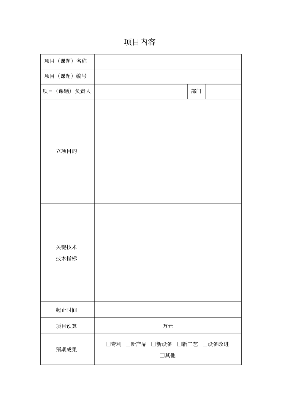 企业科技项目立项书模板_第2页