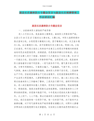 副县长在森林防火专题会发言与副县长在殡葬管理工作会讲话汇编