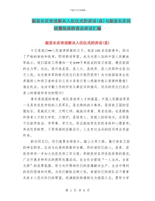 副县长在欢送新兵入伍仪式的讲话与副县长在民政暨低保核查会讲话汇编