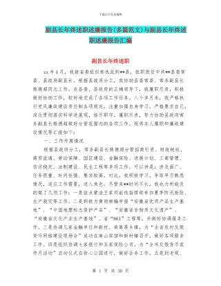 副县长年终述职述廉报告与副县长年终述职述廉报告汇编