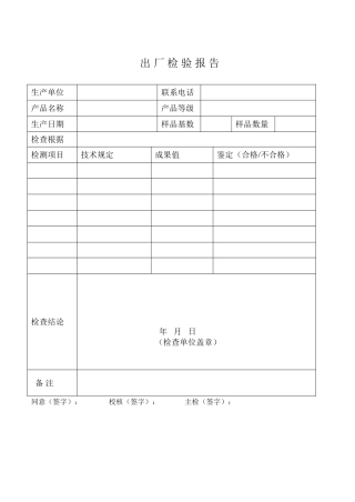 2025年出厂检验报告