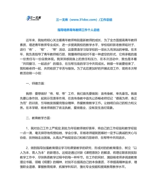 2025年指导培养青年教师工作个人总结