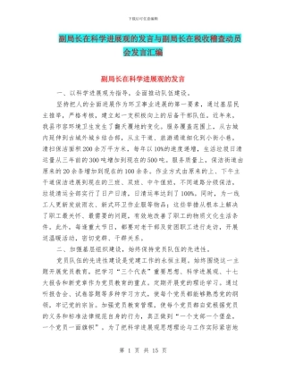 副局长在科学发展观的发言与副局长在税收稽查动员会发言汇编