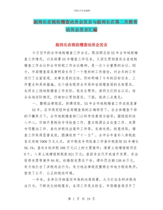 副局长在税收稽查动员会发言与副局长在第二次教育动员会发言汇编