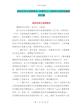 副局长转正述职报告与副局长述职述廉报告汇编